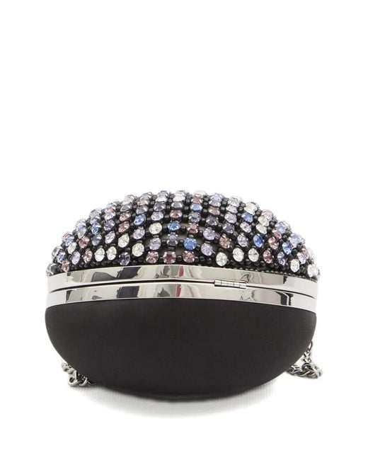 Self-Portrait Gray Crystal Embellished Clutch