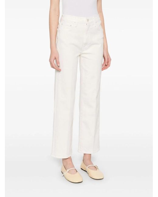 Mother White The Rambler Zip Ankle Wide Jeans