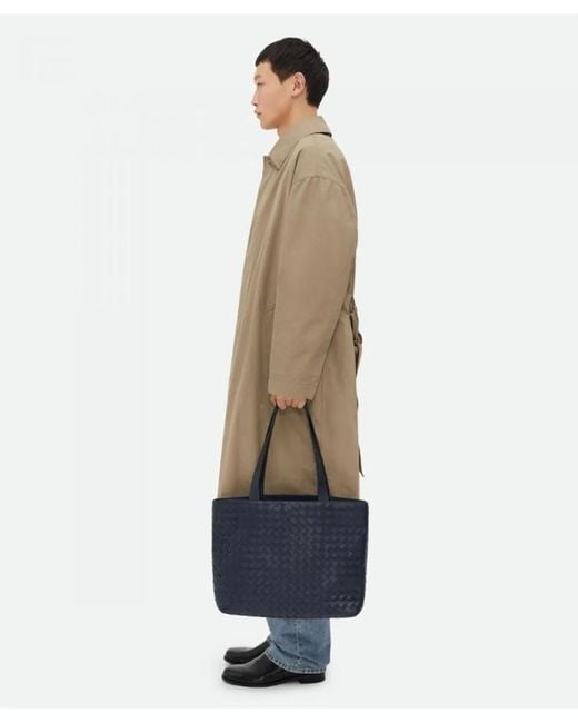 Bottega Veneta Blue Intrecciato Leather Tote for men