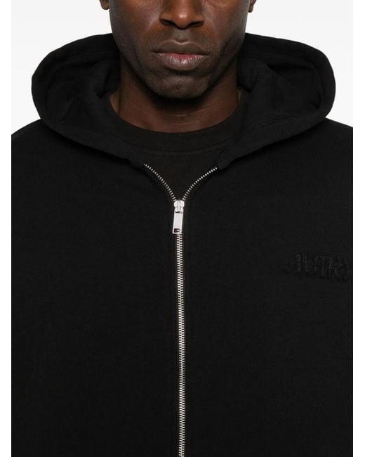Autry Black Hooded Zip Front Sweater