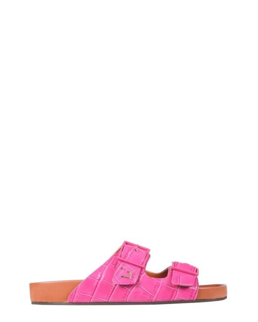 L'Autre Chose Pink Sandals With Coconut Print Leather