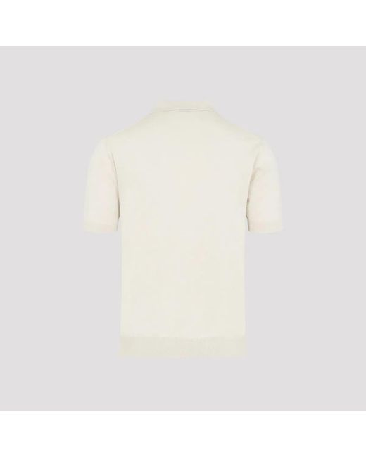 Etro White Knitted Cotton Polo Shirt for men