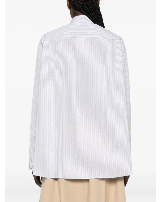 Prada White Embroidered Poplin Oversize Shirt