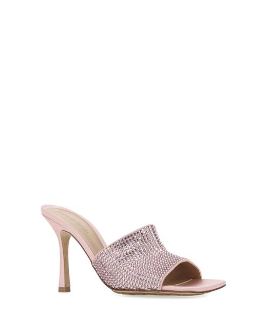 Bottega Veneta Pink Satin Stretch Mules