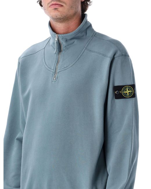 Stone Island Blue Half Zip Fleece for men