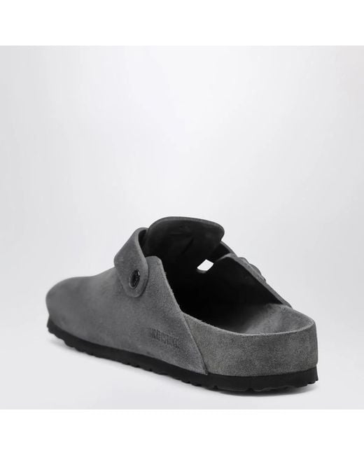Birkenstock Black Boston Suede Clogs for men