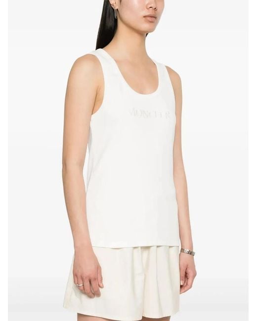 Moncler White Tops With Logo