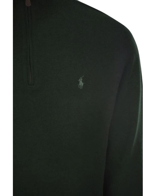 Polo Ralph Lauren Green Wool Pullover With Half Zip for men