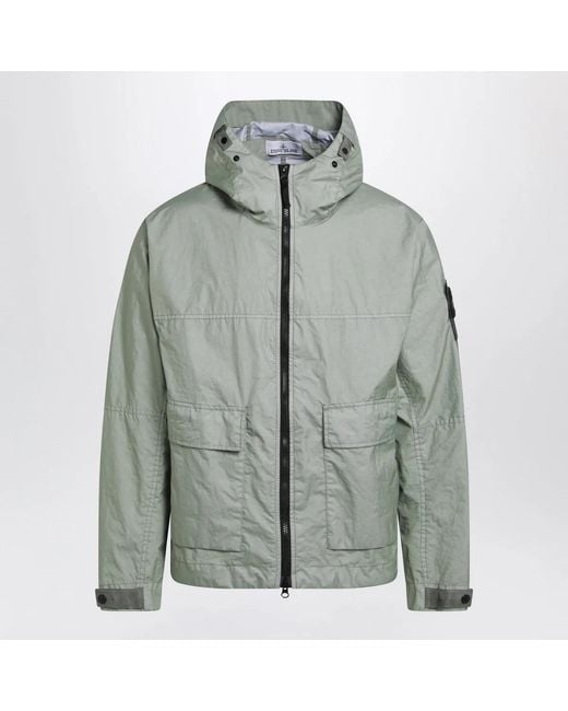 Stone Island Green Hooded Membrana 3L Tc Nylon Jacket for men