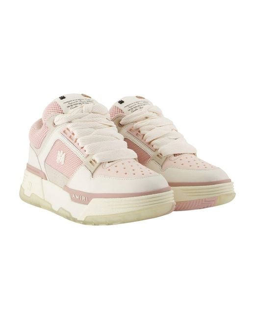 Amiri Pink Ma-1 Leather And Mesh Sneakers