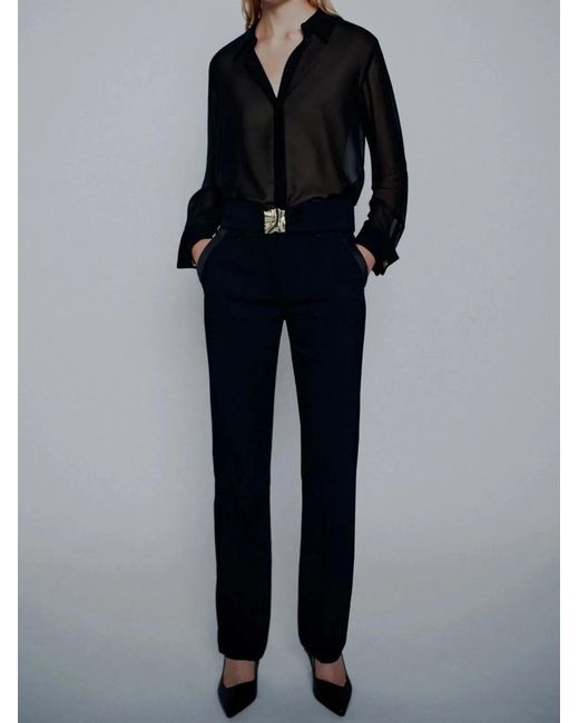 Marella Black Polyester Tailored Pants