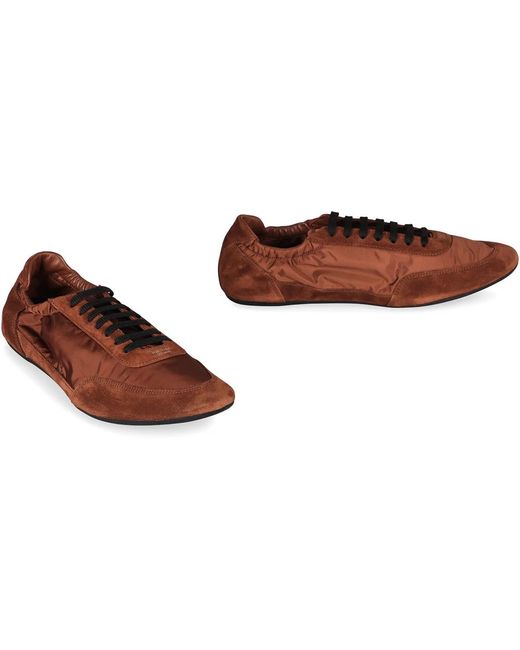 Prada Brown Nylon And Suede Sneakers for men