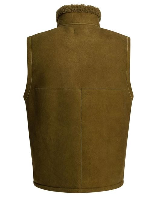 Nonnative Green Shearling Sleeveless Jacket for men