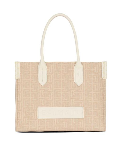 Balmain Natural B-Army 36 Monogrammed Tote Bag