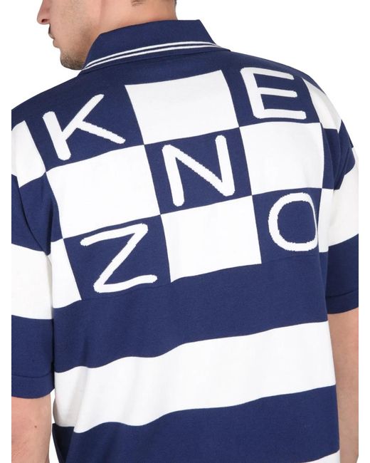 KENZO Blue Nautical Stripes Polo Shirt for men