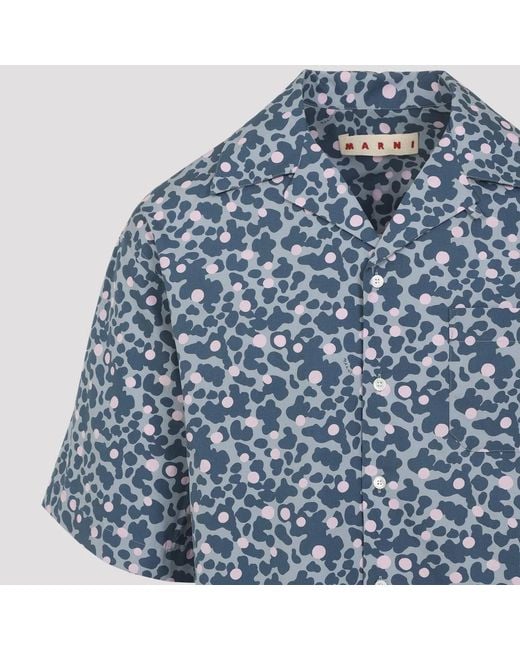 Marni Blue Ss Cotton Shirt for men