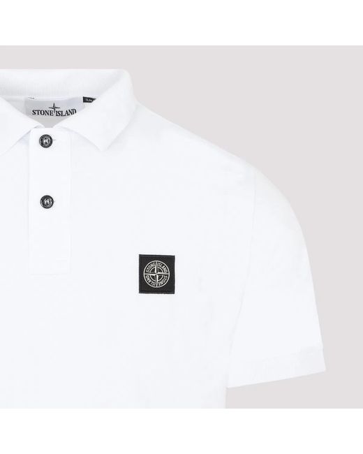 Stone Island White Short Sleeves Polo Shirt for men