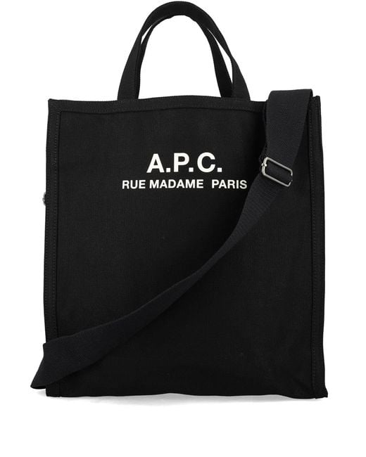 A.P.C. Black Cotton Cabas Recuperation Handbag for men