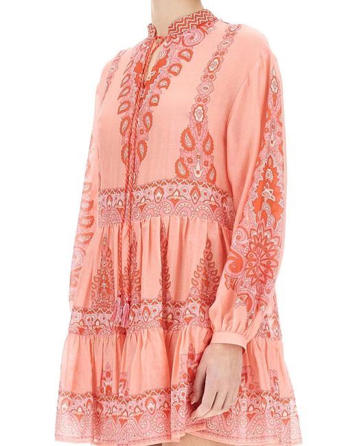 Etro Red Paisley Print Mini Dress