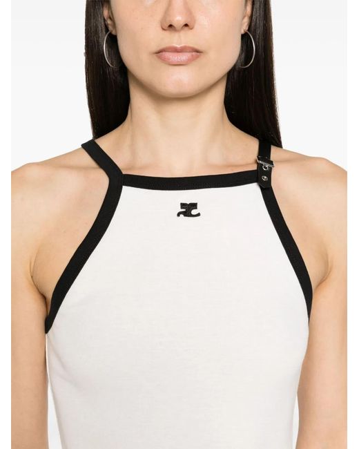 Courreges White Courregès Buckle Contrast Short Dress
