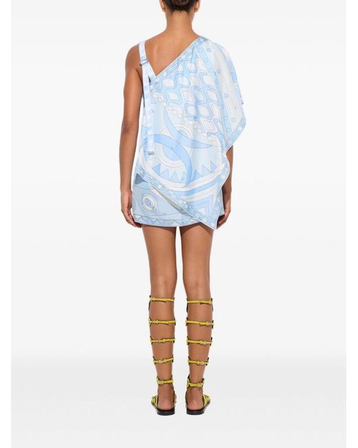 Emilio Pucci Blue Printed Silk Mini Dress