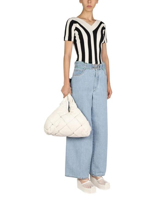 Bottega Veneta Blue Striped Pattern Top