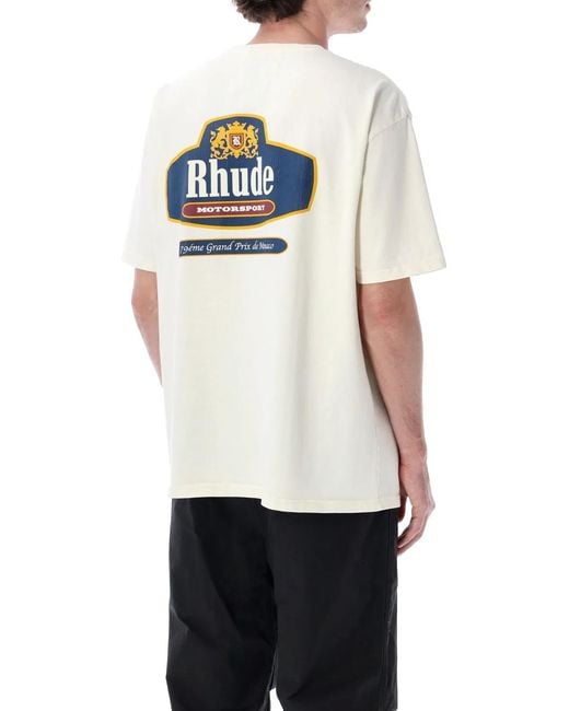 Rhude White Racing Crest T-Shirt for men