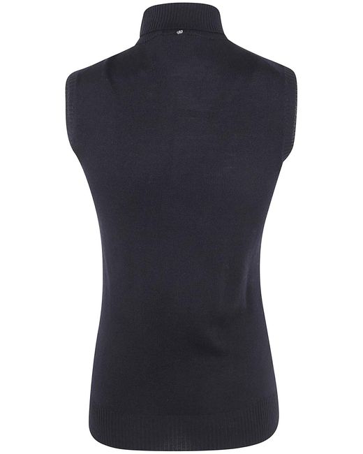 Max Mara Black "Spx Eschimo" Turtleneck Sleevesless Sweater