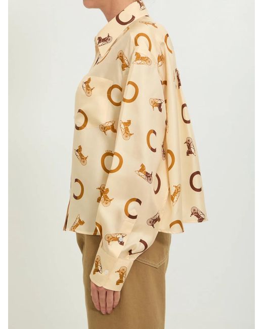 Céline Natural Cropped Printed Shirt