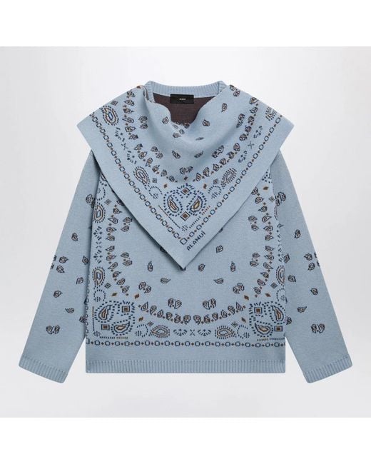 Alanui Blue Bandana Jacquard Sweater