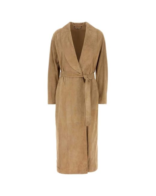 Fendi Natural Camel Suede Coat