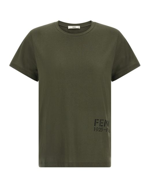 Fendi Green T-Shirt With 'Stencil' Print