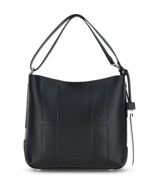 Hogan Black Hocket Small Leather Hobo Bag