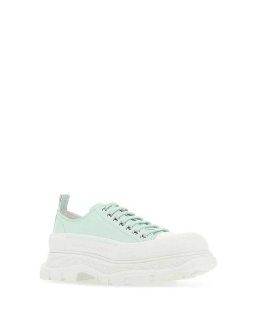 McQueen White Sea Leather Tread Slick Sneakers for men