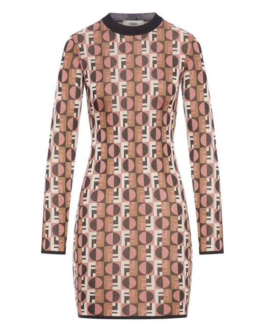 Fendi Pink Viscose Jacquard Dress