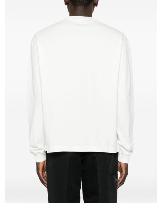 Prada White Logo Cotton Sweatshirt for men