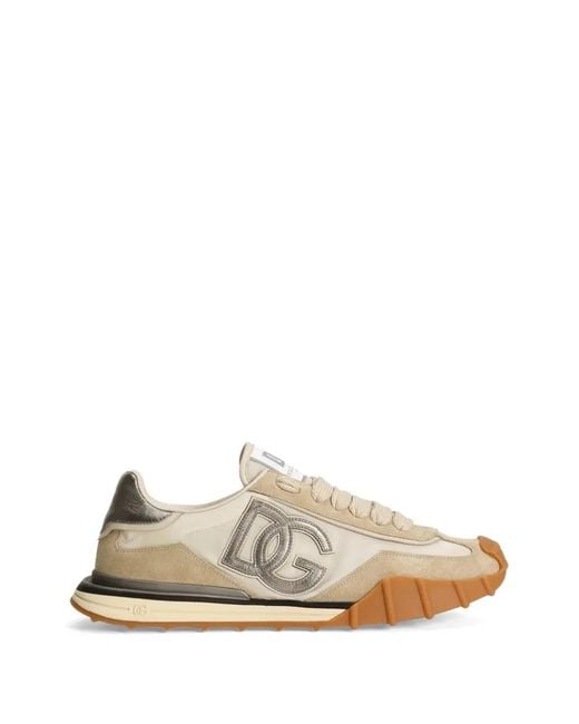 Dolce & Gabbana White Dolce & Gabbana Dg Athletic Fabric And Suede Sneakers for men