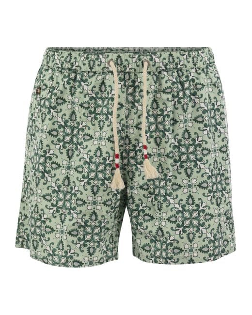 Mc2 Saint Barth Green Lightweight Fabric Swimming Costume With Print for men