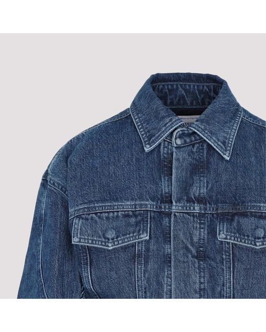 Off-White c/o Virgil Abloh Blue Off Motorcycle Hole Crop Jacket