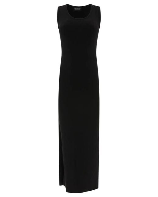 Balenciaga Black Ribbed Jersey Sleeveless Dress