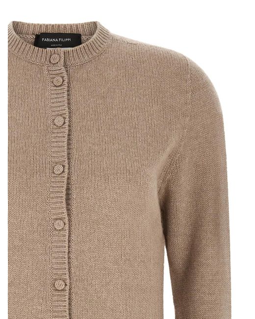 Fabiana Filippi Natural Covered Buttons Cardigan