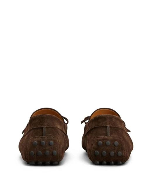 Tod's Brown Gommino Suede Loafers With Lace for men