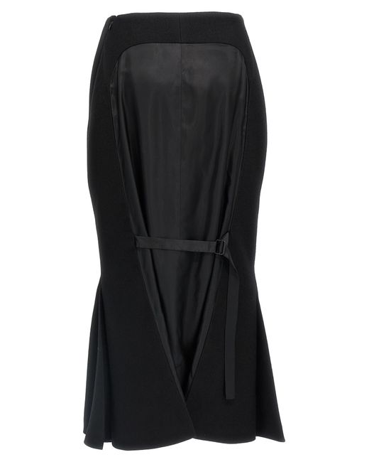 Prada Black Virgin Wool Midi Skirt