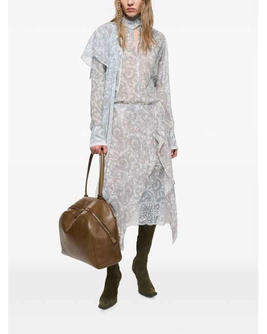 Acne Blue Paisley Print Silk Shirt