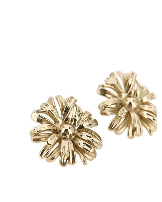 Dries Van Noten Metallic Flower Earrings