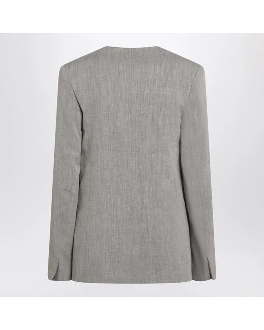 Loulou de Saison Gray Suna Tailored Jacket With An Asymmetric Opening And Lapel