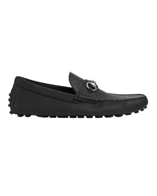 Gucci Black Horsebit Detail Loafers for men