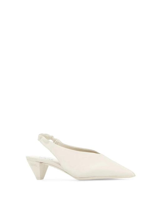Loewe White Leather Origami Cubic Pumps