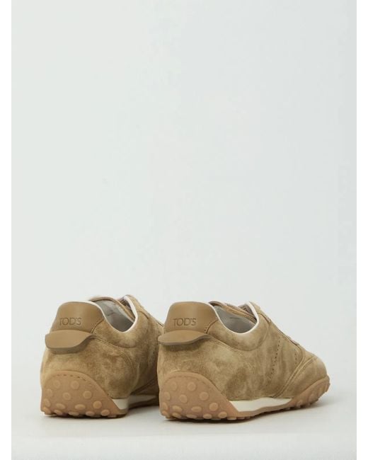Tod's Natural Cappuccino Suede Sneakers