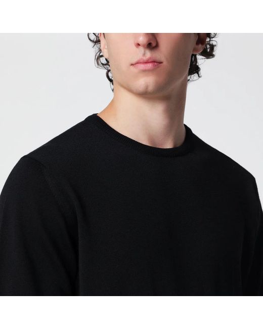 Roberto Collina Black Wool Crew-Neck Knit Sweater for men